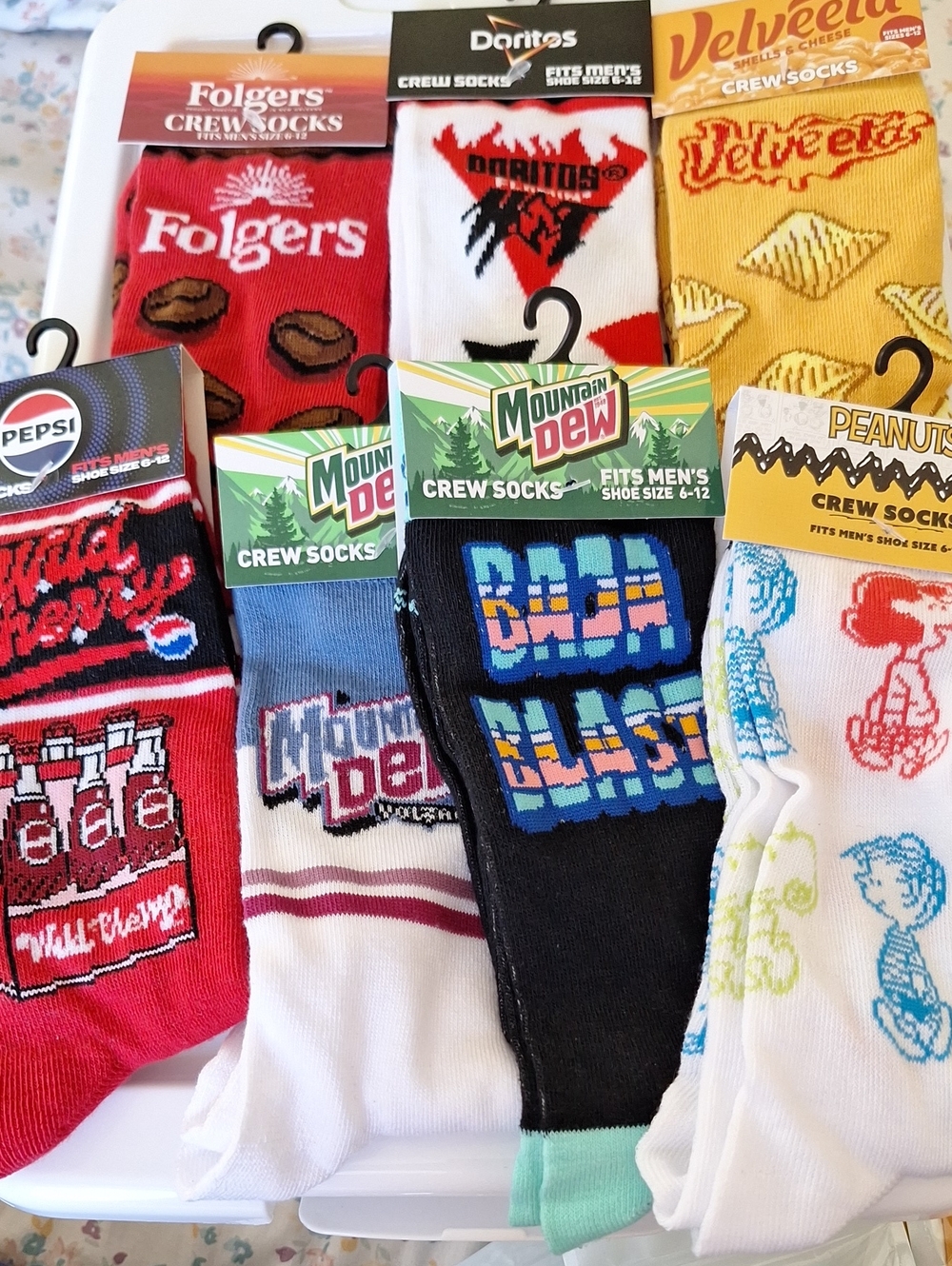 Logo Crew Socks - Pink, Blue, Yellow, Red Variety